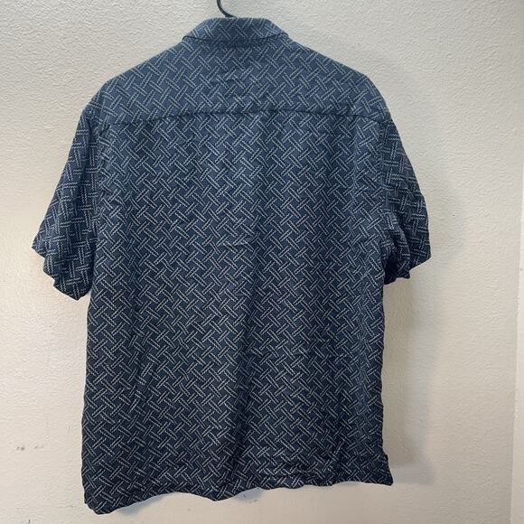 Nat Nast Shirt Mens L Black Silk Blend Geometric Button Up Luxury Originals - Picture 4 of 4